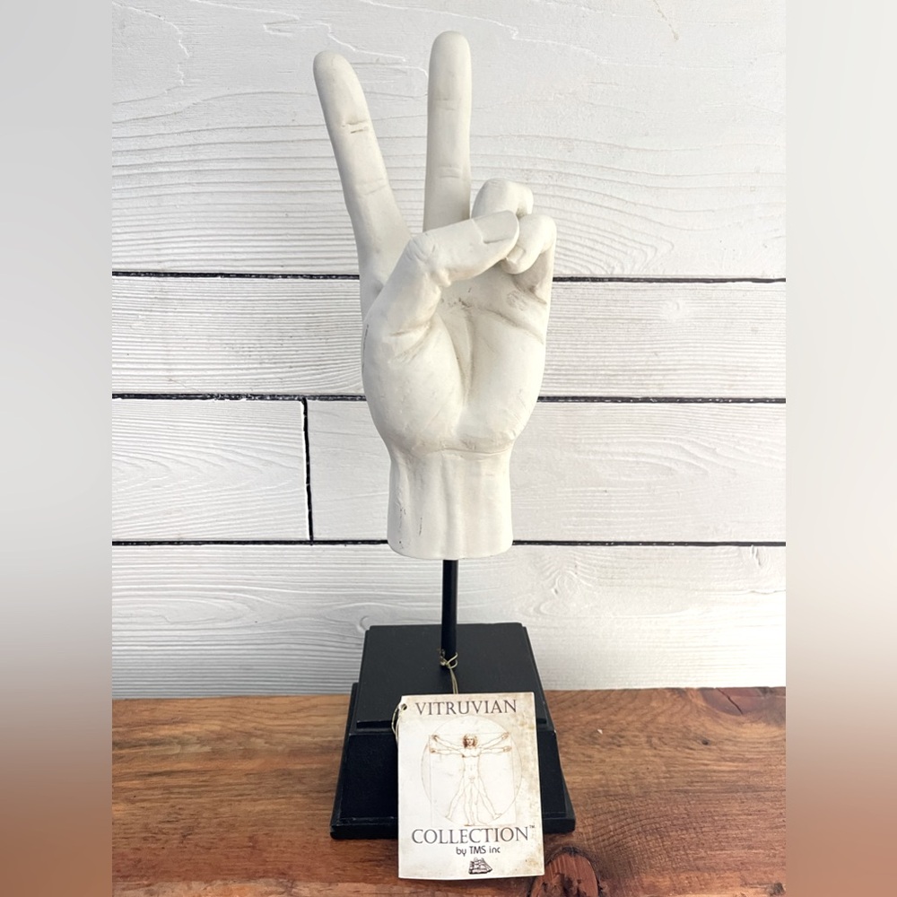 Peace Sign Hand Statue Vitruvian Collection Art Sculpture